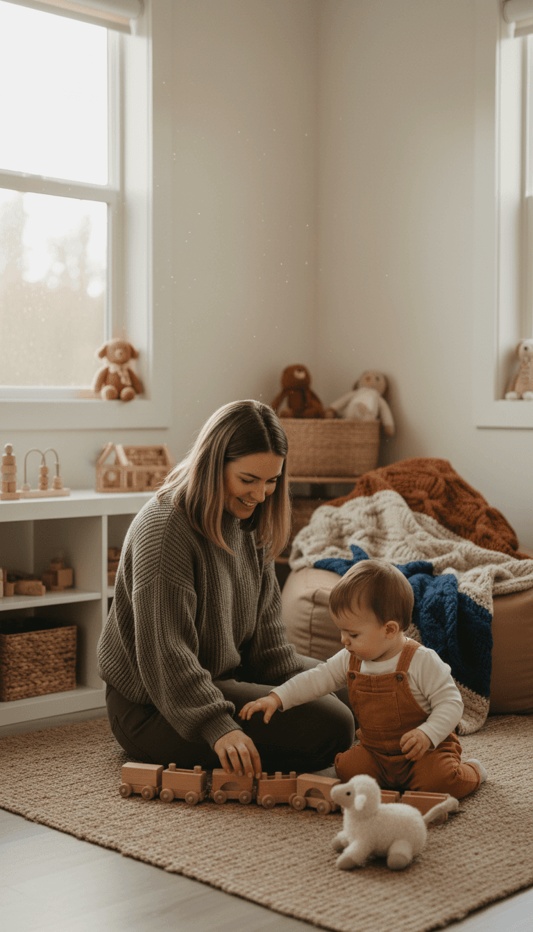 Caregiver warmly greeting a child at drop-off in Toronto